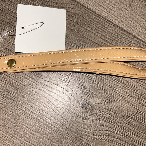 Fuzzy suede with buckle clutch purse, brown, and off-white - Picture 3 of 5